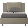 ITYHOME - Letto una piazza e mezza con rete imbottito 120x190 Pelle finta cappuccino Antea