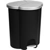 Curver Cestino per rifiuti 40L Cestino a pedale Raccolta differenziata a 3 scomparti Sistema di separazione dei rifiuti Sistema di separazione dei rifiuti Cestino interno in plastica a 3 scomparti