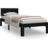 vidaXL Letto in legno massiccio nero 75x190 cm
