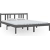 vidaXL Letto in legno massiccio grigio 150x200 cm