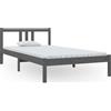 vidaXL Letto in legno massiccio grigio 100x200 cm