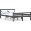 vidaXL Letto in legno massiccio grigio 140x200 cm