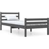 vidaXL Letto in legno massiccio grigio 100x200 cm