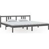 vidaXL Letto in legno massiccio grigio 200x200 cm