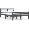 vidaXL Letto in legno massiccio grigio 150x200 cm