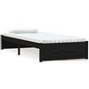 vidaXL Letto in legno massiccio senza materasso nero 75x190 cm