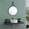 Kiamami Valentina Specchio bagno design rotondo e cornice con laccio in pelle nera