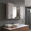 Kiamami Valentina Specchio bagno contenitore con due pensili legno rovere grigio e led