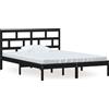 vidaXL Letto in legno massiccio nero 150x200 cm