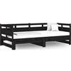 vidaXL Letto da giorno allungabile in pino massiccio nero 2x(80x200) cm