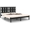 vidaXL Letto in legno massiccio nero 150x200 cm