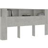 vidaXL Testiera con ripiani grigio cemento 200x18,5x104,5 cm