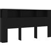 vidaXL Testiera con ripiani Nero 200x18,5x104,5 cm