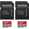 SanDisk Ultra microSDXC 64GB 140MB/s - 2 Pack, SD a capacità estesa (MicroSDHC) | SDSQUAB-064G-GN6MT