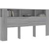 vidaXL Testiera con ripiani Grigio Sonoma 200x18,5x104,5 cm