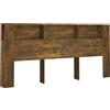 vidaXL Testiera con ripiani Rovere affumicato 220x18,5x104,5 cm