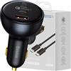 Baseus Qualcomm Caricabatterie da auto, Usb, 2X Usb-C, 160W (Grigio)