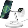 Belkin BOOST CHARGE PRO MagSafe 3-in-1 - Caricatore wireless + adattatore di alimentazione CA - 15 Watt - Carica rapida - bianco