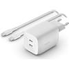 Belkin BOOST CHARGE PRO GaN - Alimentatore - Tecnologia PPS e GaN - 65 Watt - Carica rapida, PD 3.0 - 2 porte di uscita (2 x USB-C)