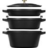 Staub Set di pentole Staub, 3 pezzi | rotonde | in ghisa | nere