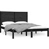 vidaXL Letto in legno massiccio nero 150x200 cm