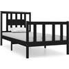 vidaXL Letto in legno massiccio senza materasso nero