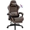 GTPLAYER Sedia da gioco ACE PRO, sedia da ufficio ergonomica con braccioli inclinabili e poggiapiedi, altoparlanti Hi-Fi, atmosfera sonora impressionante, marrone chiaro