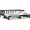 vidaXL Letto da giorno allungabile nero 2x(90x190) cm in legno di pino massiccio