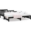 vidaXL Letto da giorno allungabile nero 2x(90x190) cm in legno di pino massiccio