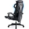 GTPLAYER Sedia ergonomica per ufficio Sedia da scrivania Sedia da gioco Sedia girevole Supporto lombare regolabile Poggiatesta Sedia direzionale comoda per la schiena con braccioli di collegamento Ruote Stub nero