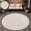 Paco Home Tappeto per esterni resistente alle intemperie Balcone Soggiorno Scandinavo Boho Unicolore Dimensioni 200 cm Rotondo