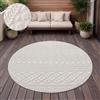 Paco Home Tappeto per esterni resistente alle intemperie Balcone Soggiorno Scandinavo Boho Unicolore Dimensioni 160 cm Rotondo