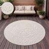 Paco Home Tappeto per esterni resistente alle intemperie Balcone Soggiorno Scandinavo Boho Unicolore Dimensioni 200 cm Rotondo