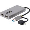 StarTech.com Adattatore da USB a doppio HDMI, da USB A/C a 2x monitor HDMI (1x 4K 30Hz, 1x 1080p), Dongle USB-A-C integrato, cavo da 4in/11cm, Windows e macOS - Adattatore display multi monitor da USB 3.0 a HDMI per laptop (107B-USB-HDMI) - Adattatore …