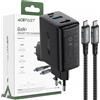 Acefast Caricabatterie Gan Acefast A17 65W Usb-C / Usb-A, adattatore Hdmi 4K 60Hz (kit con cavo) - Nero