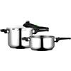 FAGOR Fagor Rapid Xpress 6/4 Pentola a pressione a induzione 6 + 4 L, superveloce, acciaio inox 18/10, 2 impostazioni di pressione argento