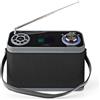 Nedis Radio DAB+ | Design da tavolo | DAB+ / FM | 2,4" | Schermo a colori | Alimentazione a batteria / Adattatore di corrente | Digitale | 24 W | Bluetooth® | Presa per cuffie | Sveglia | Sleep timer | Maniglia per il trasporto | Nero