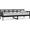 vidaXL Letto da giorno nero in pino massiccio 80x200 cm