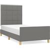vidaXL Struttura letto senza materasso grigio scuro 90x190 cm tessuto