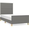 vidaXL Struttura letto senza materasso grigio scuro 90x190 cm tessuto