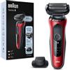Braun Series 6 61-R1200s Rasoio a lamina Trimmer Nero, Rosso
