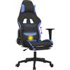 vidaXL Sedia da gaming vidaXL con funzione massaggio e poggiapiedi, tessuto nero e blu