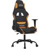 vidaXL Sedia da gaming vidaXL con funzione massaggio e poggiapiedi, tessuto nero e arancione
