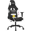 vidaXL Sedia da gaming vidaXL con funzione massaggio e poggiapiedi, in tessuto bianco e nero