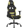 vidaXL Sedia da gaming vidaXL con funzione massaggio e poggiapiedi, in tessuto nero e verde chiaro