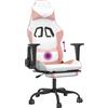 vidaXL Sedia da gaming vidaXL con funzione massaggio e poggiapiedi, in ecopelle bianca e rosa