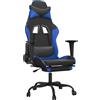 vidaXL Sedia da gaming vidaXL con funzione massaggio e poggiapiedi, in Pelle finta nera e blu