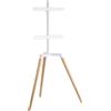 EasyLife - Design STAFFELEI Treppiede TV - Supporto per televisori/monitor fino a 65'' pollici e 35 kg - Orientabile e regolabile in altezza - VESA fino a 400x400 (bianco/faggio)