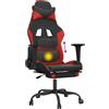 vidaXL Sedia da gaming vidaXL con funzione massaggio e poggiapiedi, in ecopelle nera e rossa