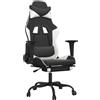 vidaXL Sedia da gaming vidaXL con funzione massaggio e poggiapiedi, in Pelle finta bianca e nera